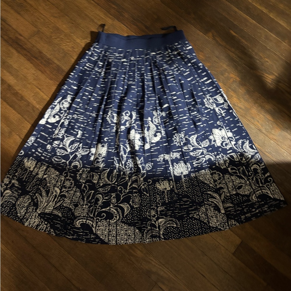 Anthropologie Navy and White A-Line Skirt
